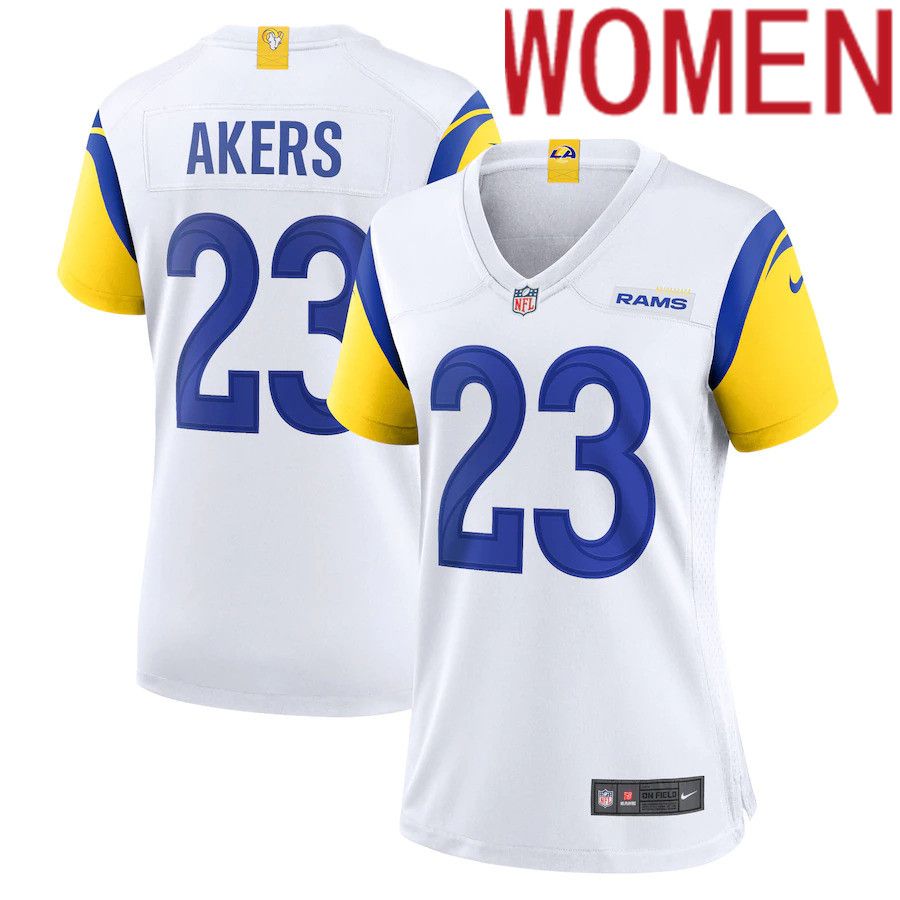 Women Los Angeles Rams 23 Cam Akers Nike White Game NFL Jersey